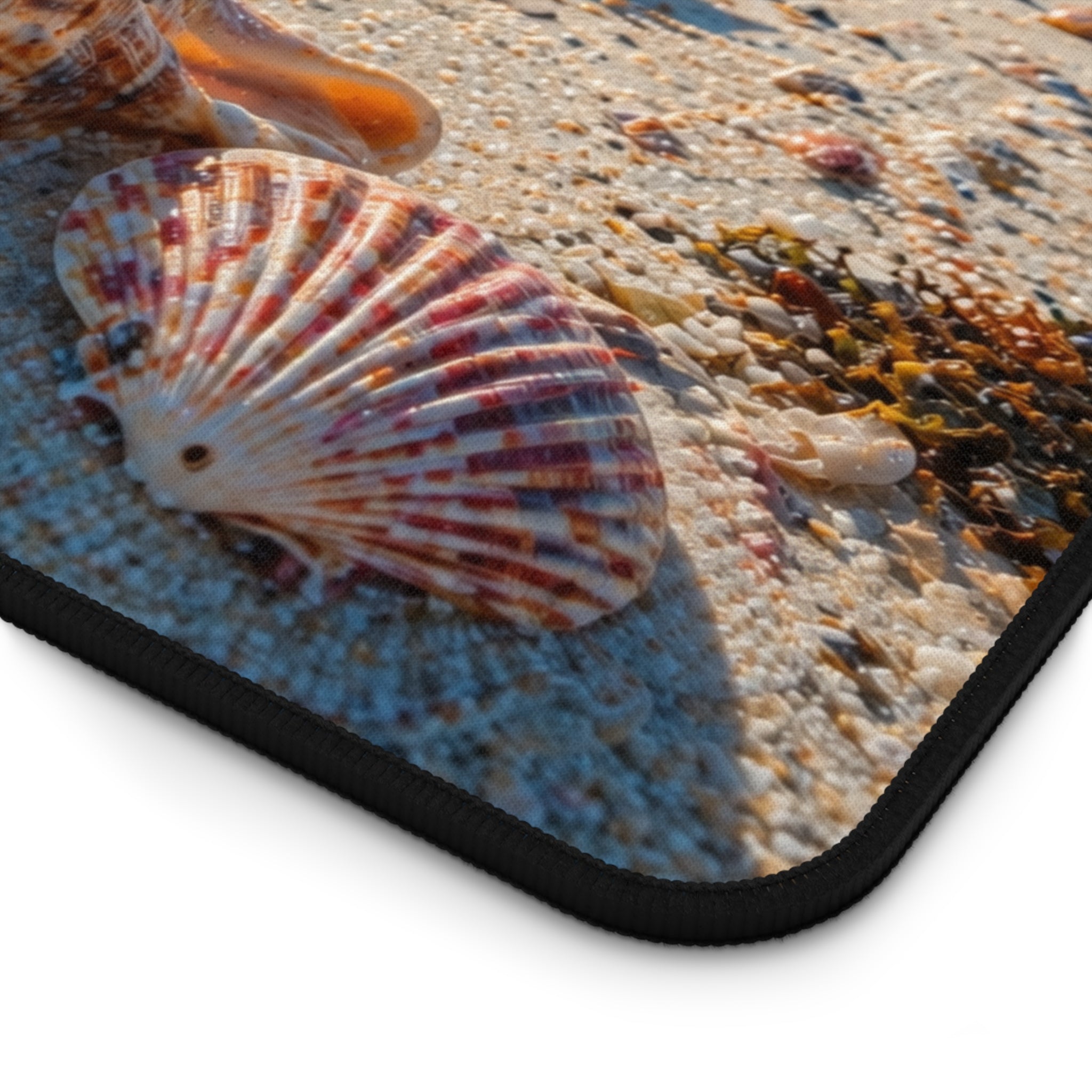 Beach Seashell Desk Mat — Coastal Ocean Beach Mousepad for Home Office