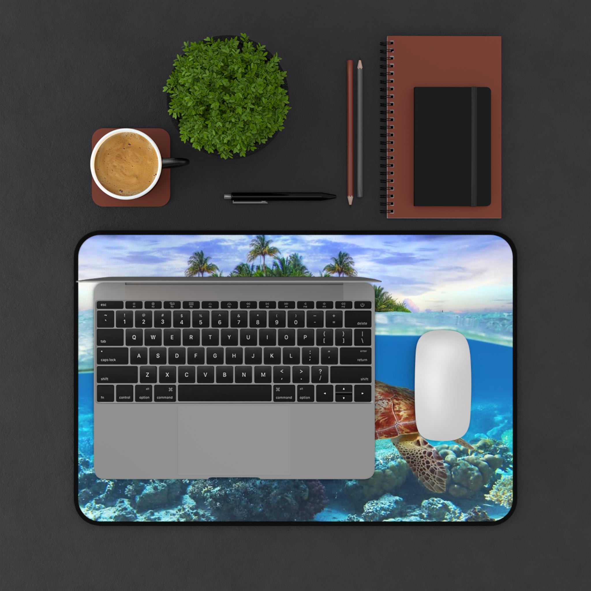 Sea Turtle Ocean Desk Mat — Tropical Island Underwater Mouse Pad