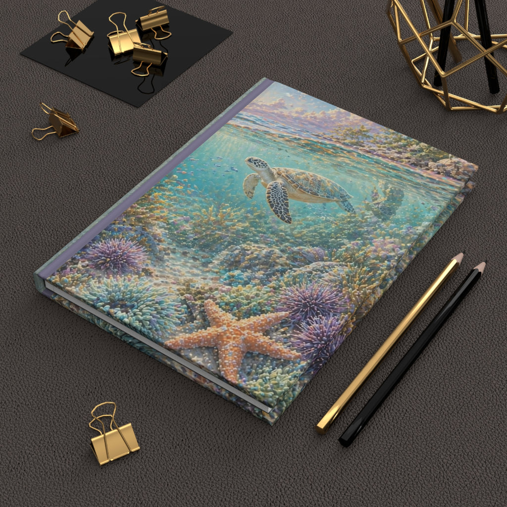 Underwater Sea Turtle Hardcover Journal — Ocean Coral Reef Notebook for Nature Lovers