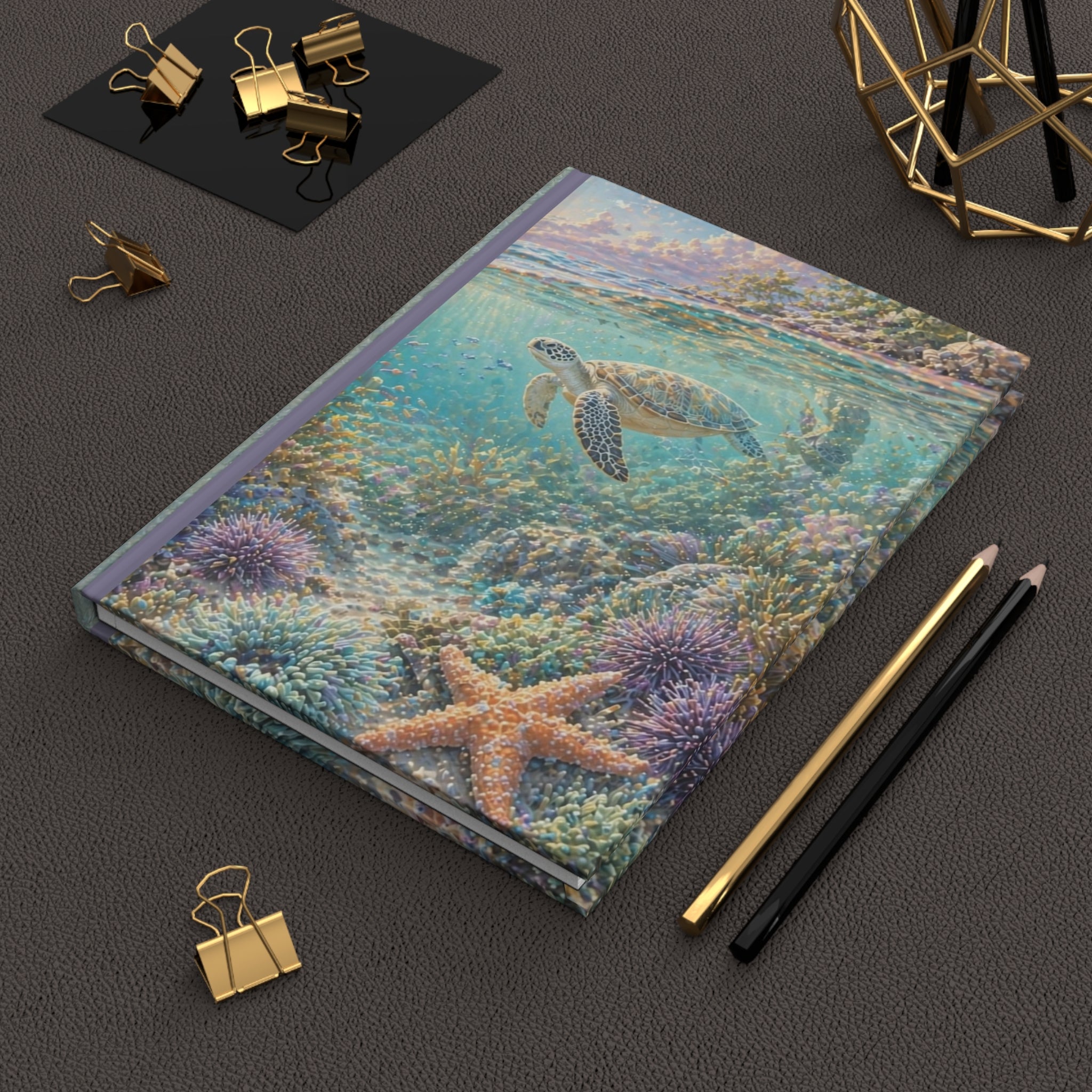 Underwater Sea Turtle Hardcover Journal — Ocean Coral Reef Notebook for Nature Lovers