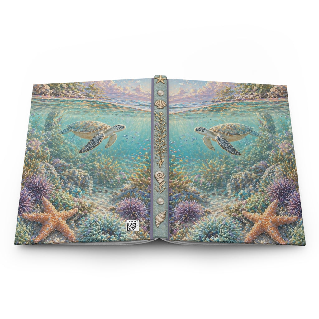 Underwater Sea Turtle Hardcover Journal — Ocean Coral Reef Notebook for Nature Lovers