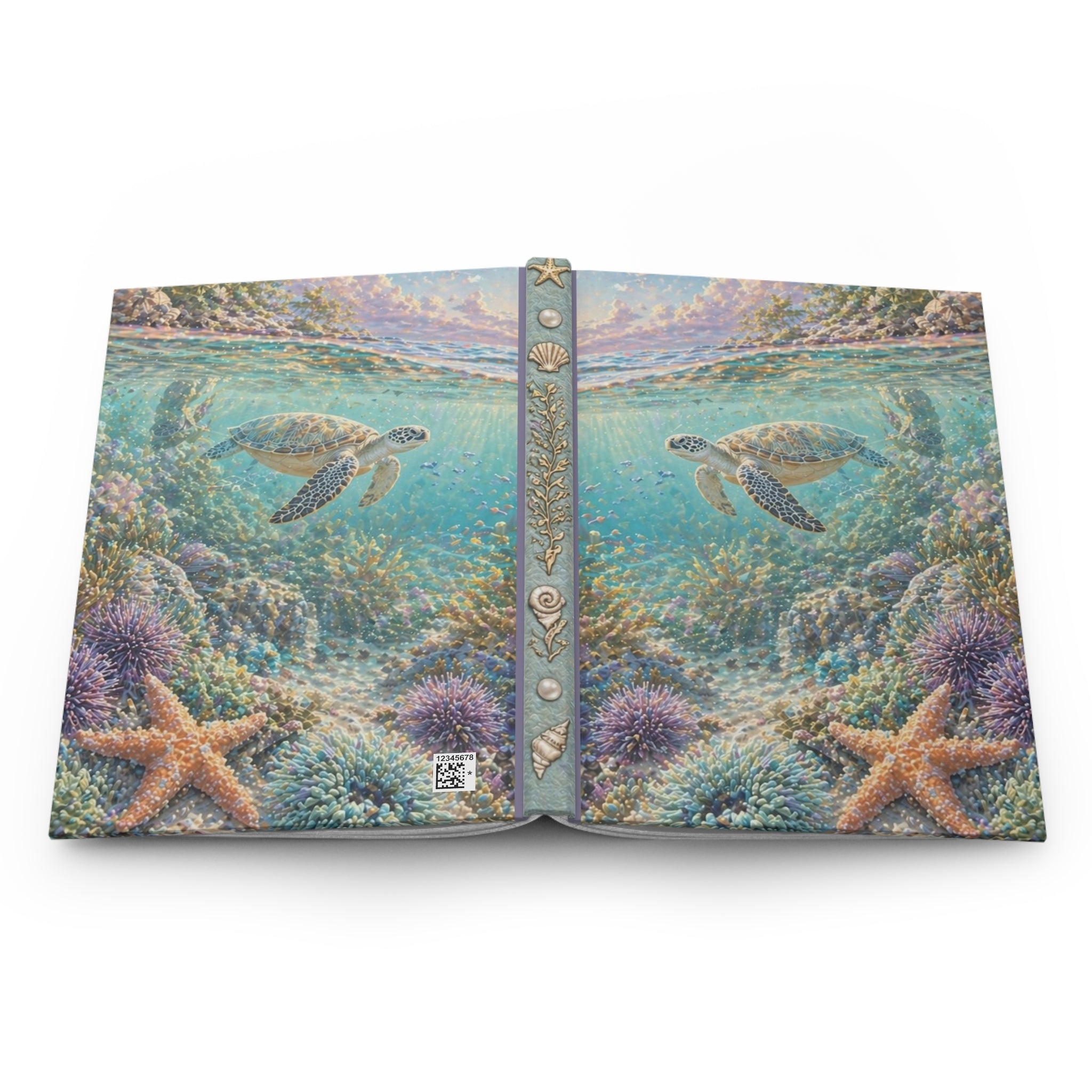 Underwater Sea Turtle Hardcover Journal — Ocean Coral Reef Notebook for Nature Lovers