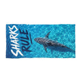 Sharks Rule Beach Towel — Realistic Shark Ocean Print