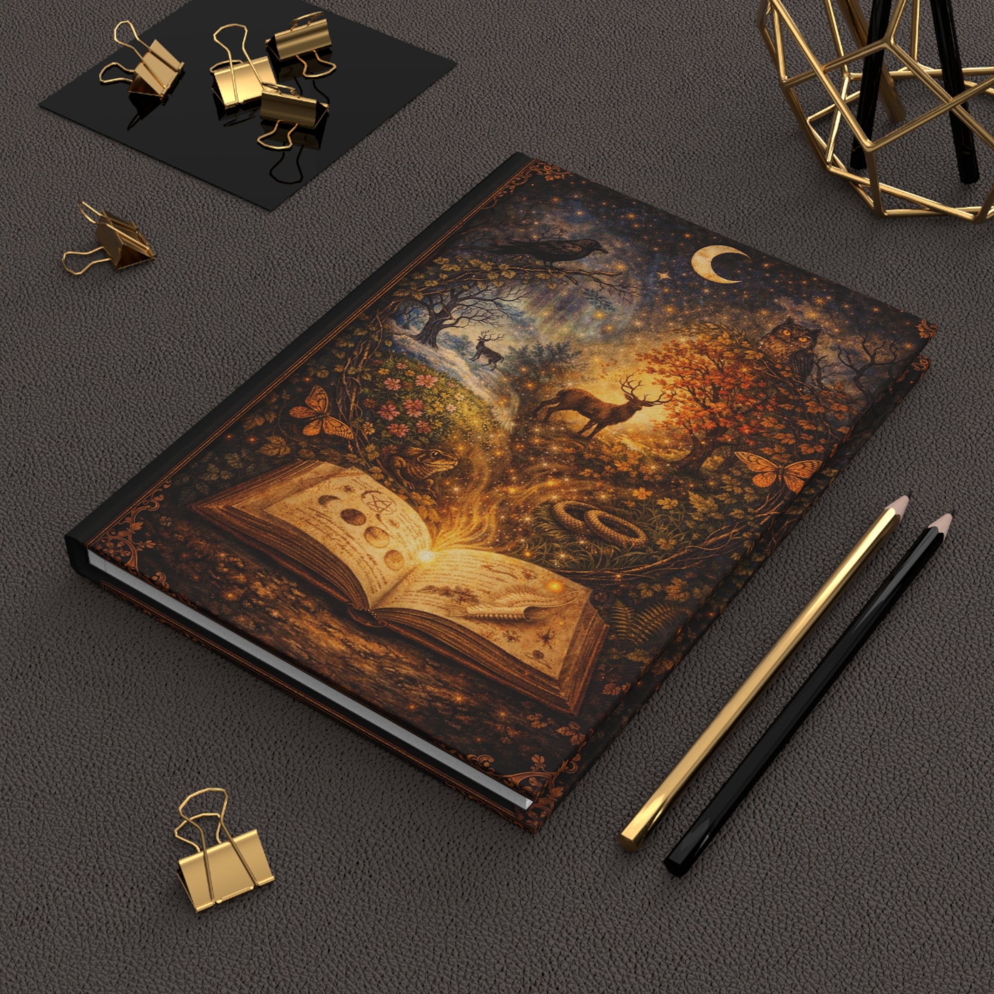 Hardcover Journal — Enchanted Forest Spellbook Notebook