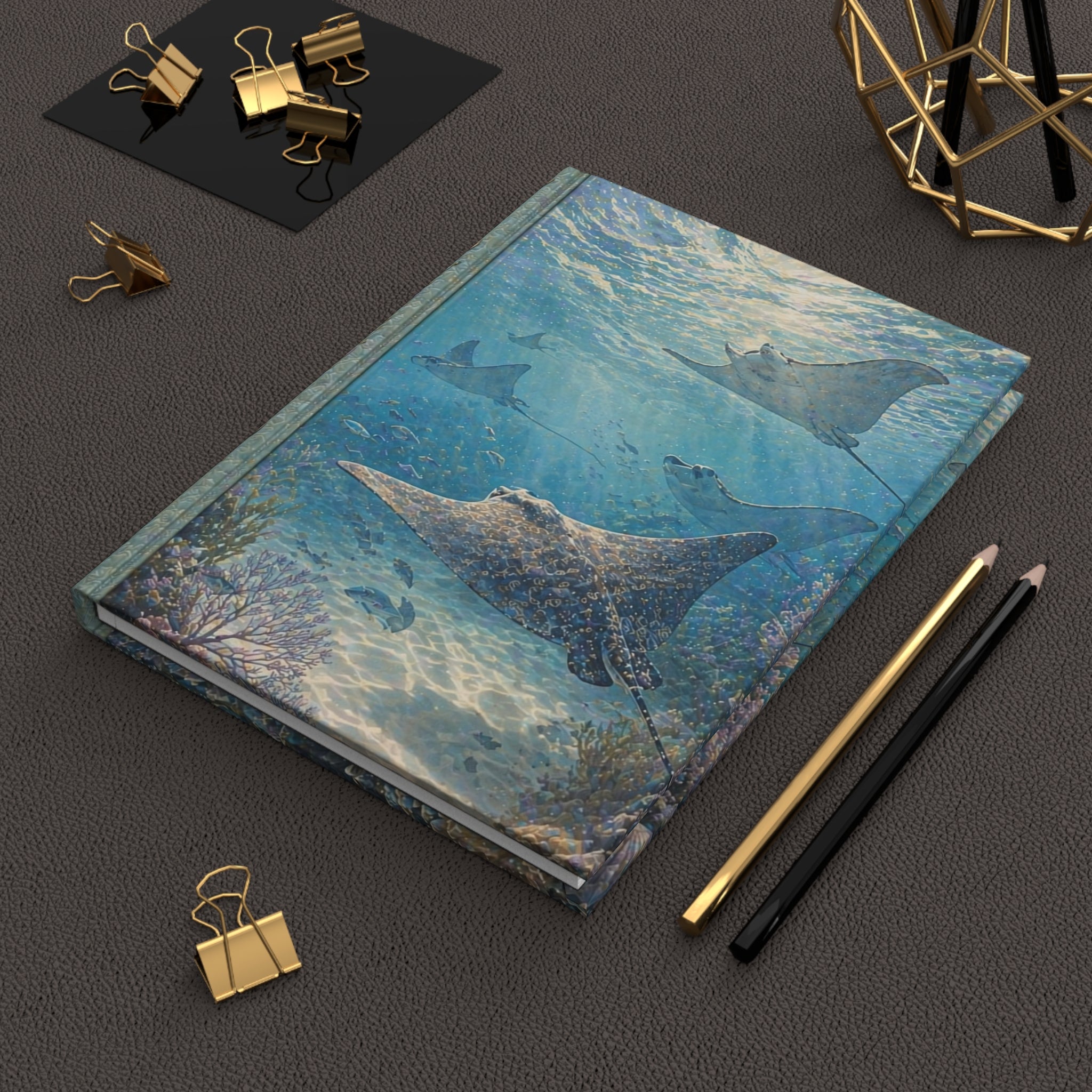 Manta Ray Hardcover Journal — Oceanic Underwater Notebook for Nature Lovers