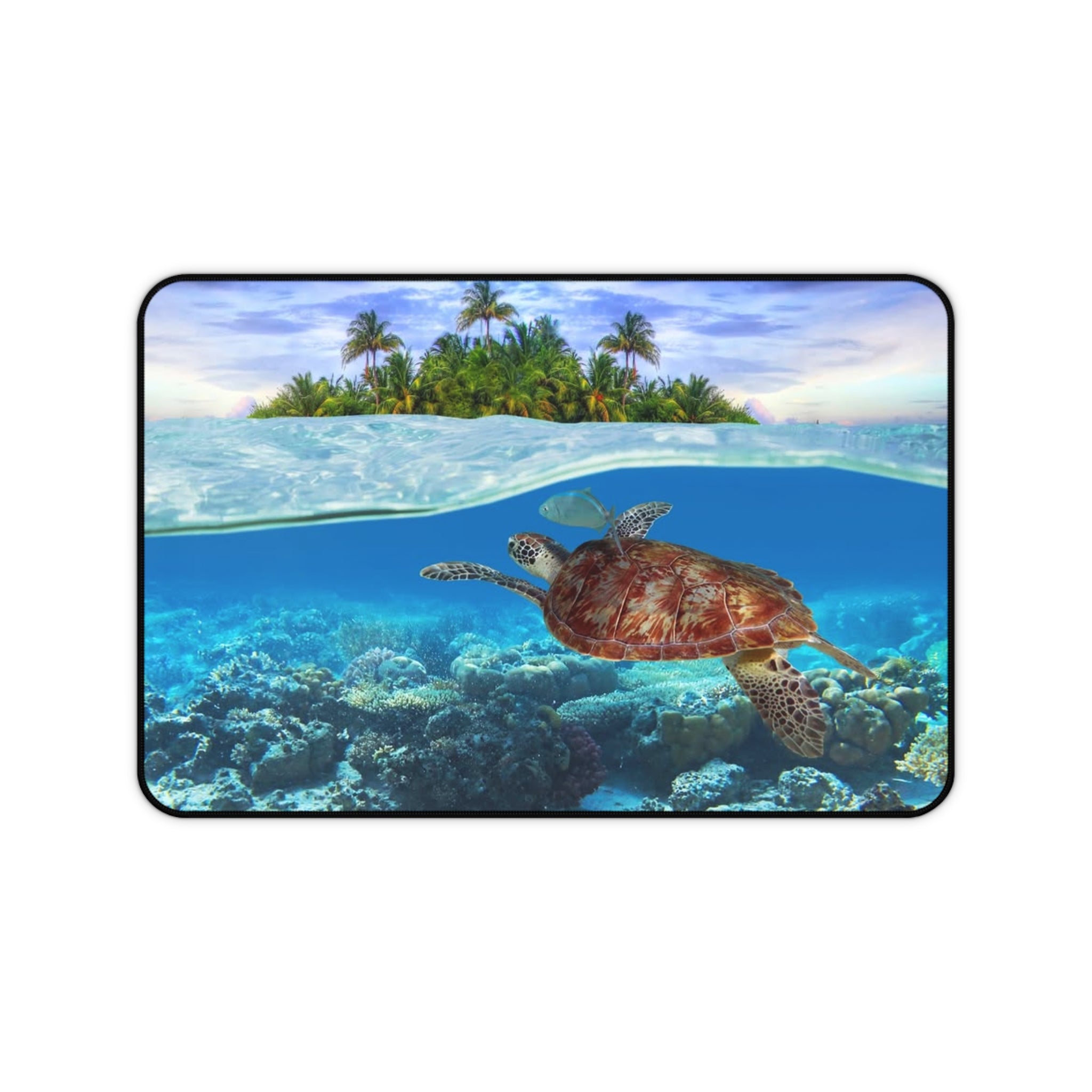 Sea Turtle Ocean Desk Mat — Tropical Island Underwater Mouse Pad